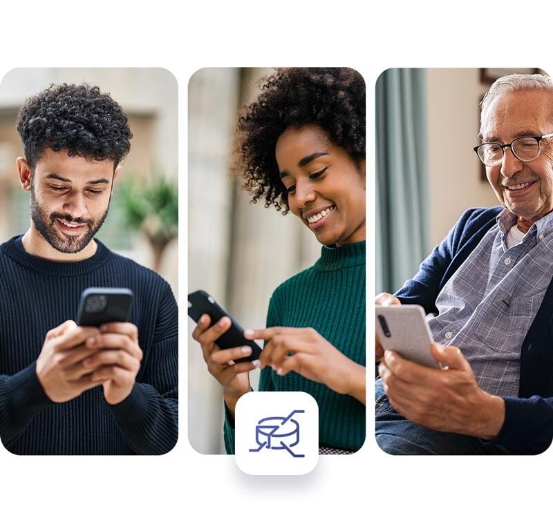 Diverse people using cellphones